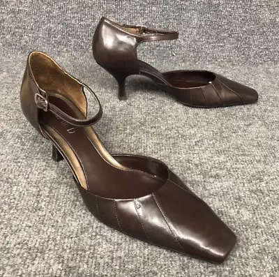 Michelle D Sz 7.5 M Brown Leather Mary Jane  High Heels Pumps In Excellent Cond. • $21