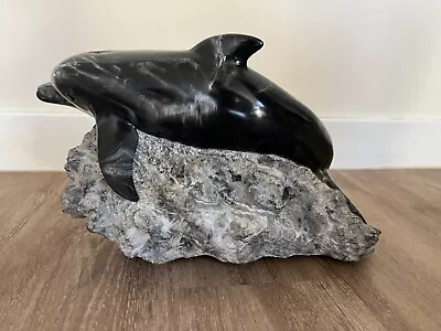 Foot's Artwork Dolphin Baby Black Cast Marble Sculpture • $2000
