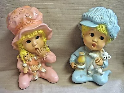 $68.99 • Buy 2 Rare UNIVERSAL STATUARY FIGURES By V. Kendrick - 1974 Sleepy Time Boy & Girl