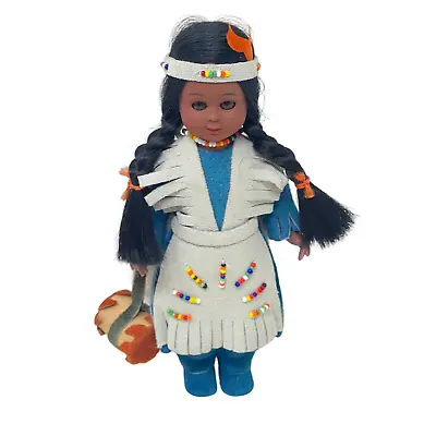 Vintage Indian Doll Baby Papoose Sleep Eyes 8” Native American Suede Fabric Fur • £19.27