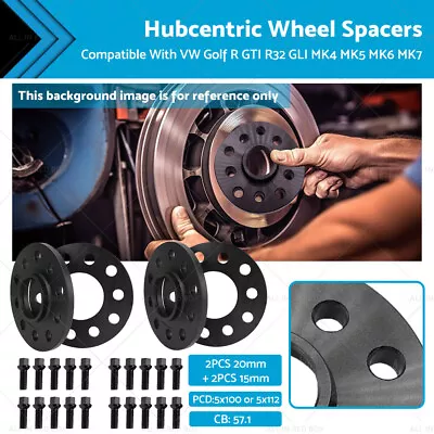 4 15mm/20mm Wheel Spacers Suitable For VW Golf MK4 MK5 MKV MK6 MK7 GTI R32 GLI • $245.59