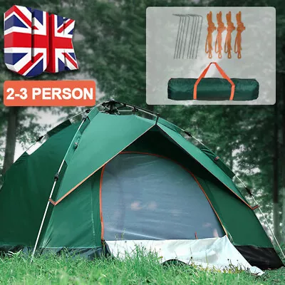 2-3 Man Automatic Instant Double Layer Pop Up Camping Tent Waterproof Outdoor~ • £22.99