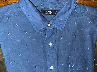 Men's Nautica Long SLeeve Button Front Shirt - Blue - Size Large - EUC • $17.99