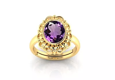 4.25 Carat Amethyst Original Certified Natural Gemstone Gold Ring For Women $Men • $45