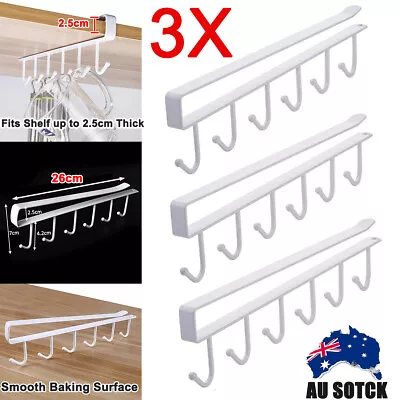 3pcs 6 Hooks Cup Mug Rack Holder Under Shelf Kitchen Cabinet Hanging Racks • $9.99