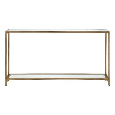 Uttermost Contemporary Metal Console Table With Mirror Top Self In Gold • $215.99