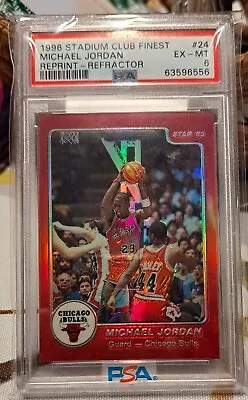 1996 Stadium Club Finest MICHAEL JORDAN REFRACTOR REPRINT ‘85 Star #24 PSA 6 • $1000