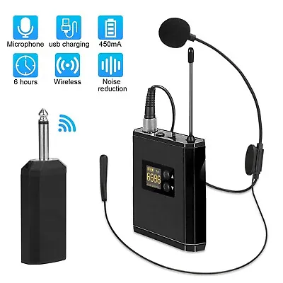 164FT UHF Wireless Headset Microphone Lavalier Lapel W/ Mic Bodypack Transmitter • $31.98