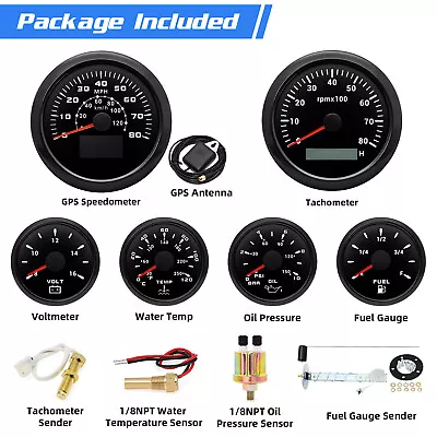 6 Gauge Set GPS Speedometer Waterproof Fit Truck Car Marine Boat Yacht Universal • $153.84