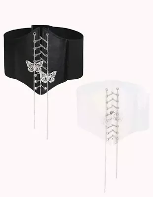 Woman Butterfly Decor Corset Belt. Black Or White. One Size. PU1 • £4