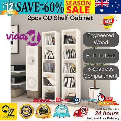2pcs CD Shelf Cabinet 5 Tier Storage Display Rack CD Media Organizer High Gloss • $110.21