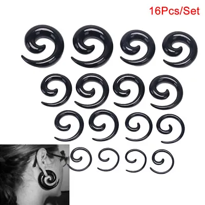 16Pcs/Set Spiral Taper Flesh Tunnel Ear Stretcher Expander Stretching Plug Sn-wq • £4.92