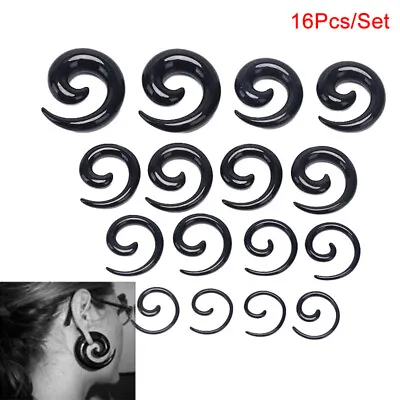 16Pcs/Set Spiral Taper Flesh Tunnel Ear Stretcher Expander Stretching Plug' • £4.02