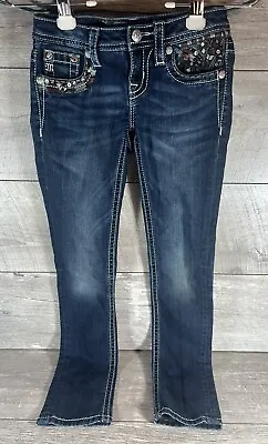 Miss Me Girls Jeans 10 Denim Skinny Embroidered Medium Wash Pockets 26  Inseam • $19.99