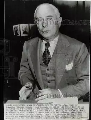 1957 Press Photo Charles Sawyer Talks To Newsmen At His Washington Office. • $20.88