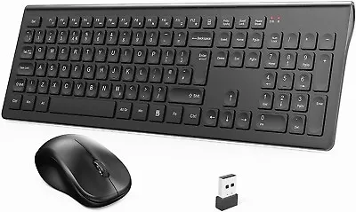 Wireless 2.4G Keyboard & Mouse 105 Keys For PCLaptops Mac (UK Layout) (Black) • £17.99