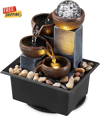 4-Level Tabletop Waterfall Meditation Fountain - Indoor Fountain For Office Or H • $41.76