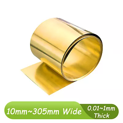 Brass Sheet Foil Plate Strip Roll 0.01-1mm Thick 10-305mm Wide 1-10 Metre Length • £5.58