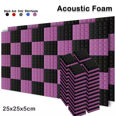 12/24Pcs Studio Acoustic Soundproof Foam Sound Absorption Panel Insulation Tile • £41.22