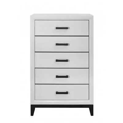 HomeRoots Chest Of Drawers 31.1 Wx50.43  W/ 5-Drawers Wood Material In White • $400.43