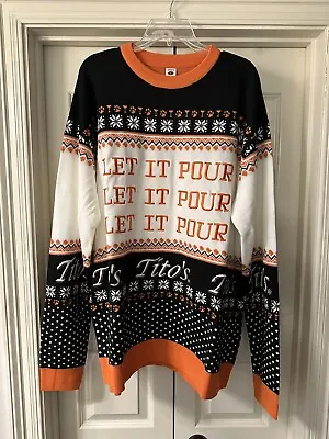 Tito's Handmade Vodka CHRISTMAS SWEATER Embroidered Logo New Style XL • $22.99