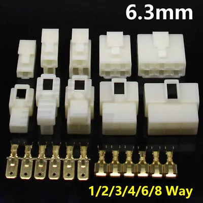 1 2 3 4 6 8 Way Pin 6.3mm Electrical Multi Plug Connector Terminal Block Vehicle • $1.95