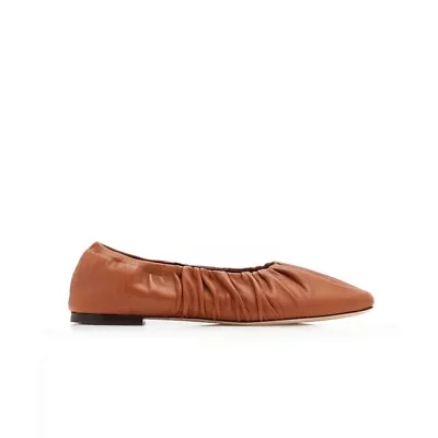 STAUD Tuli Square-toe Leather Ballet Flats Tan EU 36 US 6 • $130