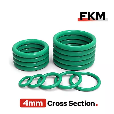 Metric FKM Rubber O-Rings 4mm Cross Section 6mm-92mm ID - Oil Resistant Seals • £2.03