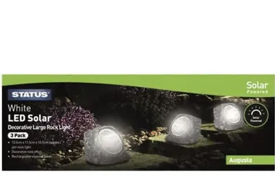 3 X Status Garden Solar Decorative Large Rock Lights Weather Resistant • £14.99