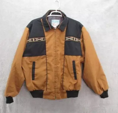 Vintage Canyon Guide Outfitters Jacket Mens Large Brown Aztec Bomber FLAW • $39.99