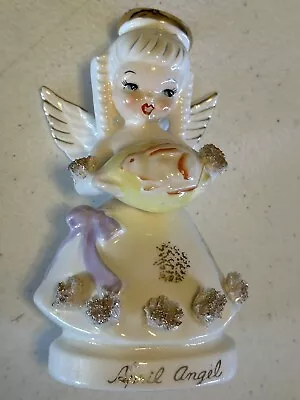 Vintage 1956 Napco Angel Of The Month Figurine April Girl Easter Egg Bunny Japan • $19.99