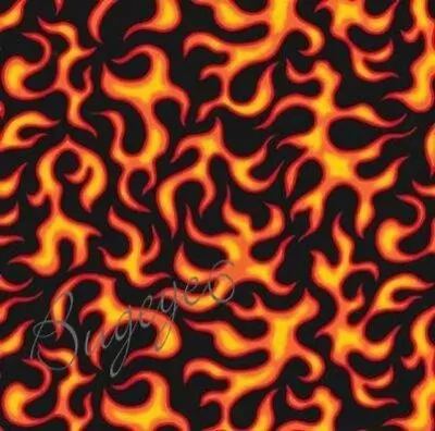 FIRE FLAMES Medium Weight Cotton Fabric ORANGE- 60 W -Race Car Harley Motorcycle • £20.89