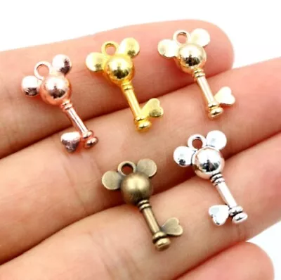 Cute Love Heart Key Metal Charms Vintage Findings For Jewelry Making 12x19mm UK • £2.49
