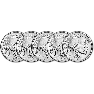 FIVE (5) 1 Oz Silver Round CNT Buffalo Design .9999 Fine • $156.02