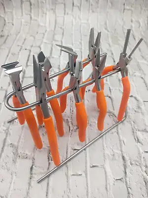 Jewelry Plier Set Of 8 Pliers With Stand Orange Grip Pliers-Jewelry Making Tools • $89.25