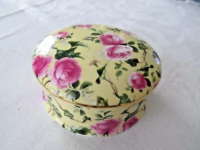 Yellow Chintz Collection Trinket Box Royale Garden Staffordshire England • $14