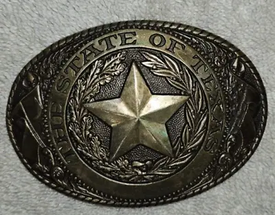 ✅ Tony Lama Solid Brass Belt Buckle State Series State Of Texas Vintage 70’s • $19
