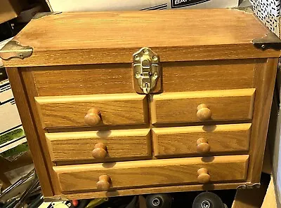 5-6 Drawer Wood Tool Jewelry Chest 16” Wooden Lid Artist Tool Cabinet Machinist • $80