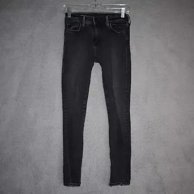 True Religion Jeans Womens 25 Black Halle Super Skinny Mid Rise Grunge Ankle Zip • $27