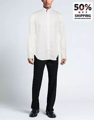 RRP €590 GIORGIO ARMANI Shirt Size 43 17 XL White Mandarin Collar Made In Italy • $124.32