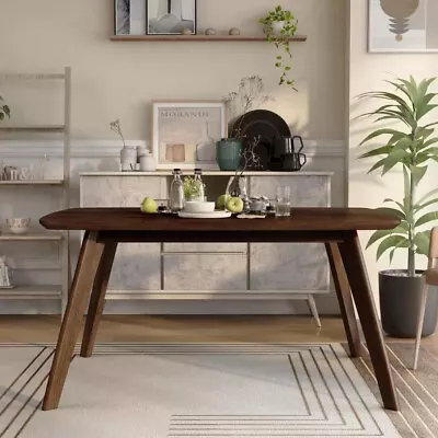 Walnut Finish Wood Kitchen Table Mid-Century Modern Dining Table • $485.09