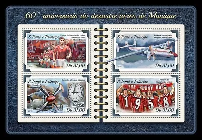 1958 MUNICH AIR DISASTER Manchester United BUSBY BABES Aircraft Stamp Sheet #4 • £5.39