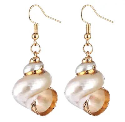 Mermaid Ocean SHELLS Beach Seaside SPIRAL Shell Betsey Johnson Earrings Big SZ • $12.99