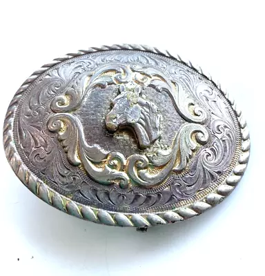 Vintage Belt Buckle Montana Silversmith's Columbus Mont Oval Raised Horse  Head • $24.99