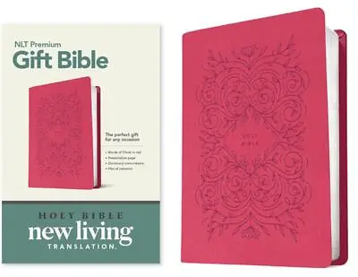 NLT Premium Gift Bible Red Letter LeatherLike Very Berry By Tyndale (English) • $51