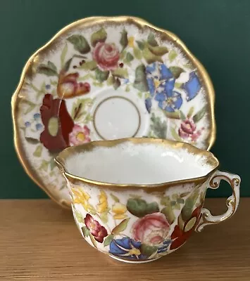 Hammersley & Co Bone China Hand Painted Floral Morning Glory Cup & Saucer 13166 • £30