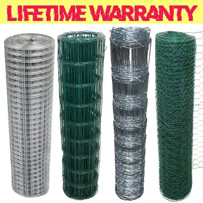 £37.79 • Buy Galvanised/PVC Chicken Wire Mesh Fence Net Rabbit Netting Fencing Cages Runs Pen