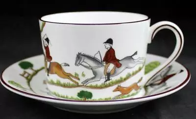 Coalport Hunting Scene Flat Cup And Saucer Set • £39.42