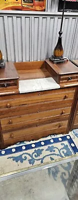 Very Nice Clean Early Wooden Wash Stand Five Draw Chest With Marble Top • $375