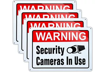 4 Pcs Video Surveillance In Use Sign Warning Security Cameras Large 10X14 • $20